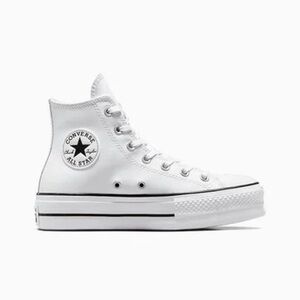 Converse Women's White Leather platform High-Top Sneakers